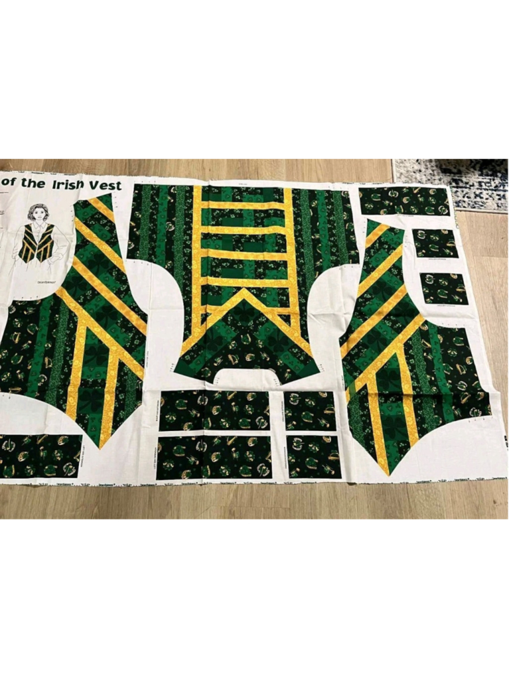 Vintage Luck of the Irish Vest Sewing Panel Cut & Sew Fabric Kit Uncut Patricks - Picture 1 of 2